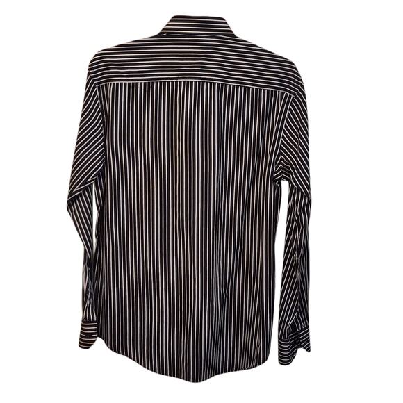 Bugatchi Striped Button Down Shirt, Embroidered logo, flip cuffs sz 15.5 34/35 - Picture 3 of 13